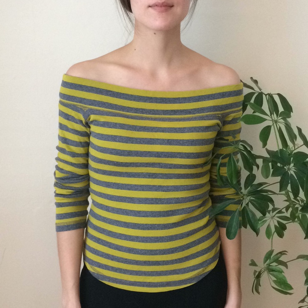 H&M Off Shoulder Striped Long Sleeve Top